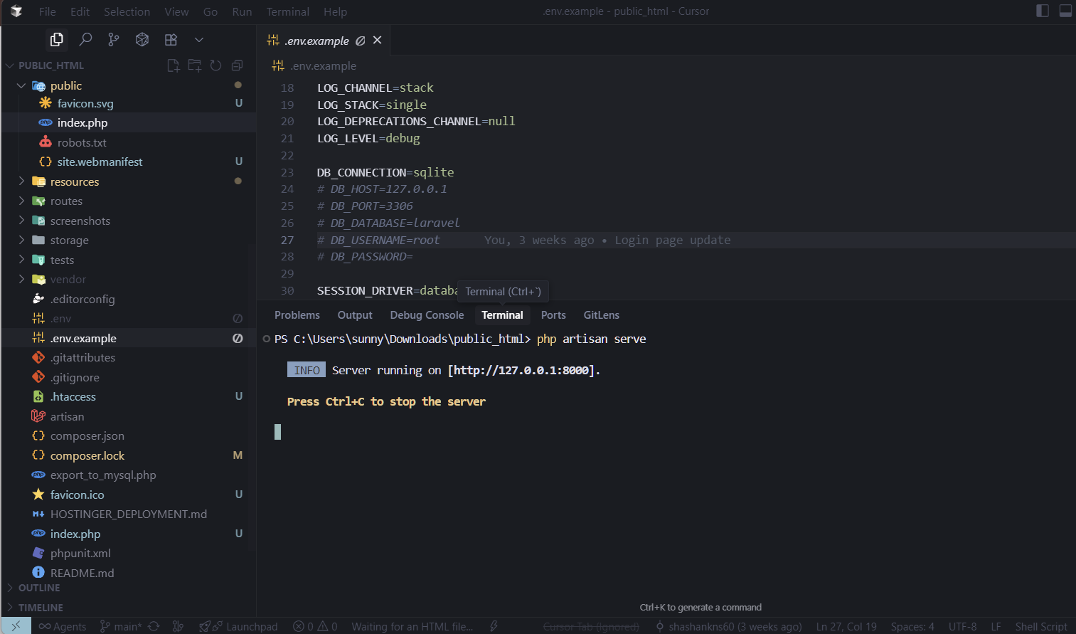 Laravel Server Running